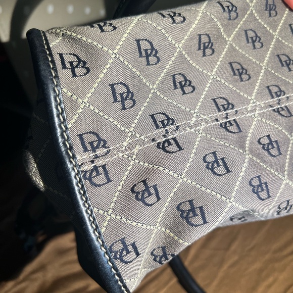 Dooney&Burke Vintage Black Leather & Tan Canvas Tote - great overall condition - Picture 14 of 15